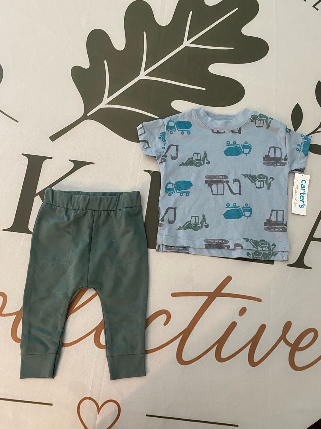 Carter's 6M Infant Boys 2-Piece Construction Vehicle Outfit Set 1