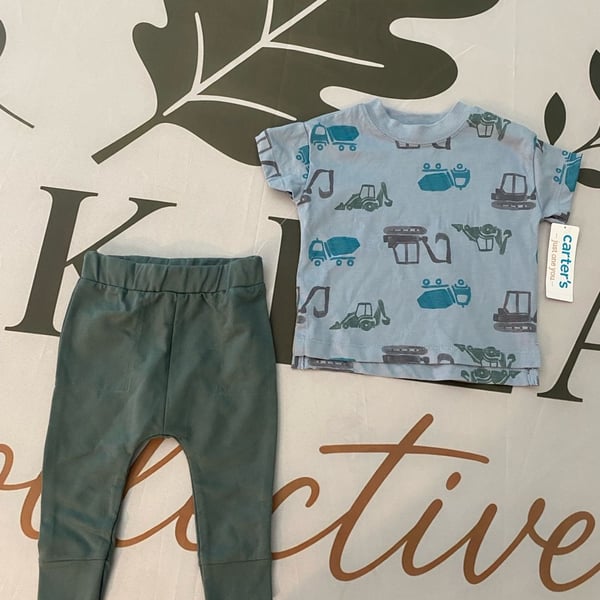 Carter's 6M Infant Boys 2-Piece Construction Vehicle Outfit Set