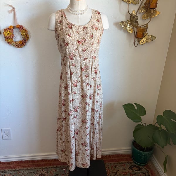 Rabbit Rabbit Designs Vintage Floral Print Sleeveless Maxi Dress M