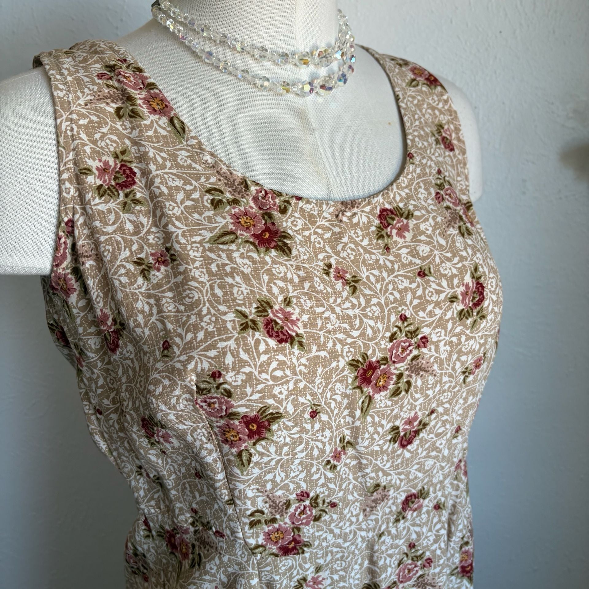 Rabbit Rabbit Designs Vintage Floral Print Sleeveless Maxi Dress M 3