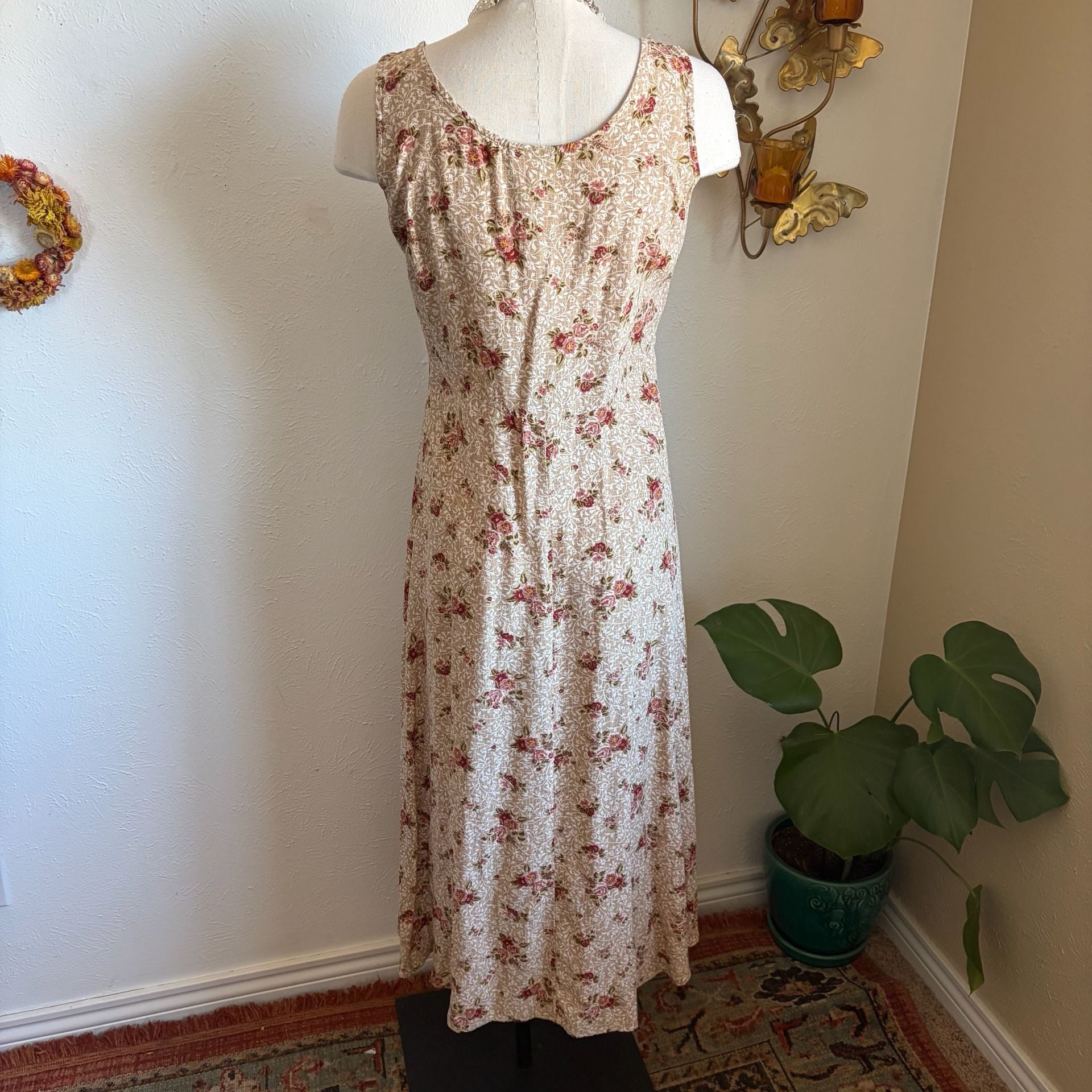 Rabbit Rabbit Designs Vintage Floral Print Sleeveless Maxi Dress M 5
