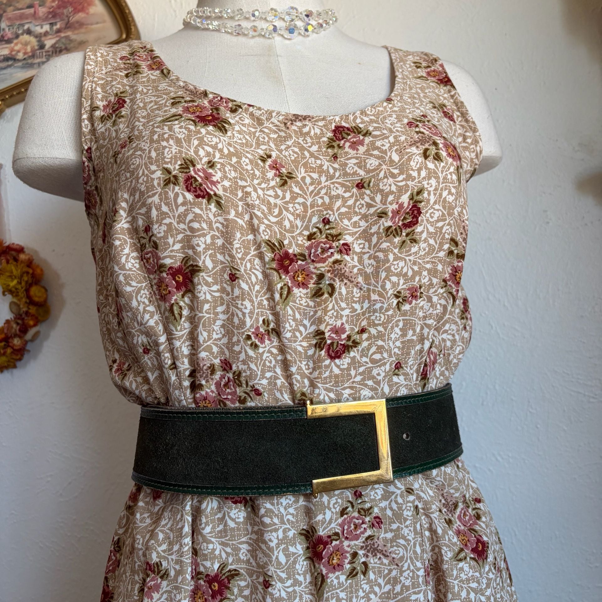 Rabbit Rabbit Designs Vintage Floral Print Sleeveless Maxi Dress M 6