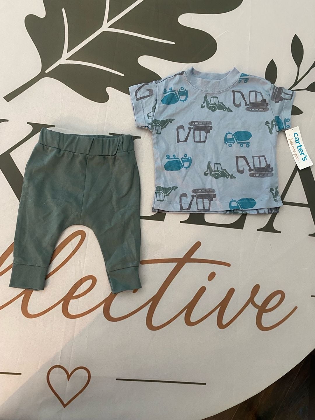 Carter's 3m Baby Boy Construction Truck Print T-Shirt and Jogger Pants 2-Piece Set 1