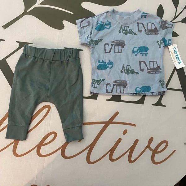 Carter's 3m Baby Boy Construction Truck Print T-Shirt and Jogger Pants 2-Piece Set