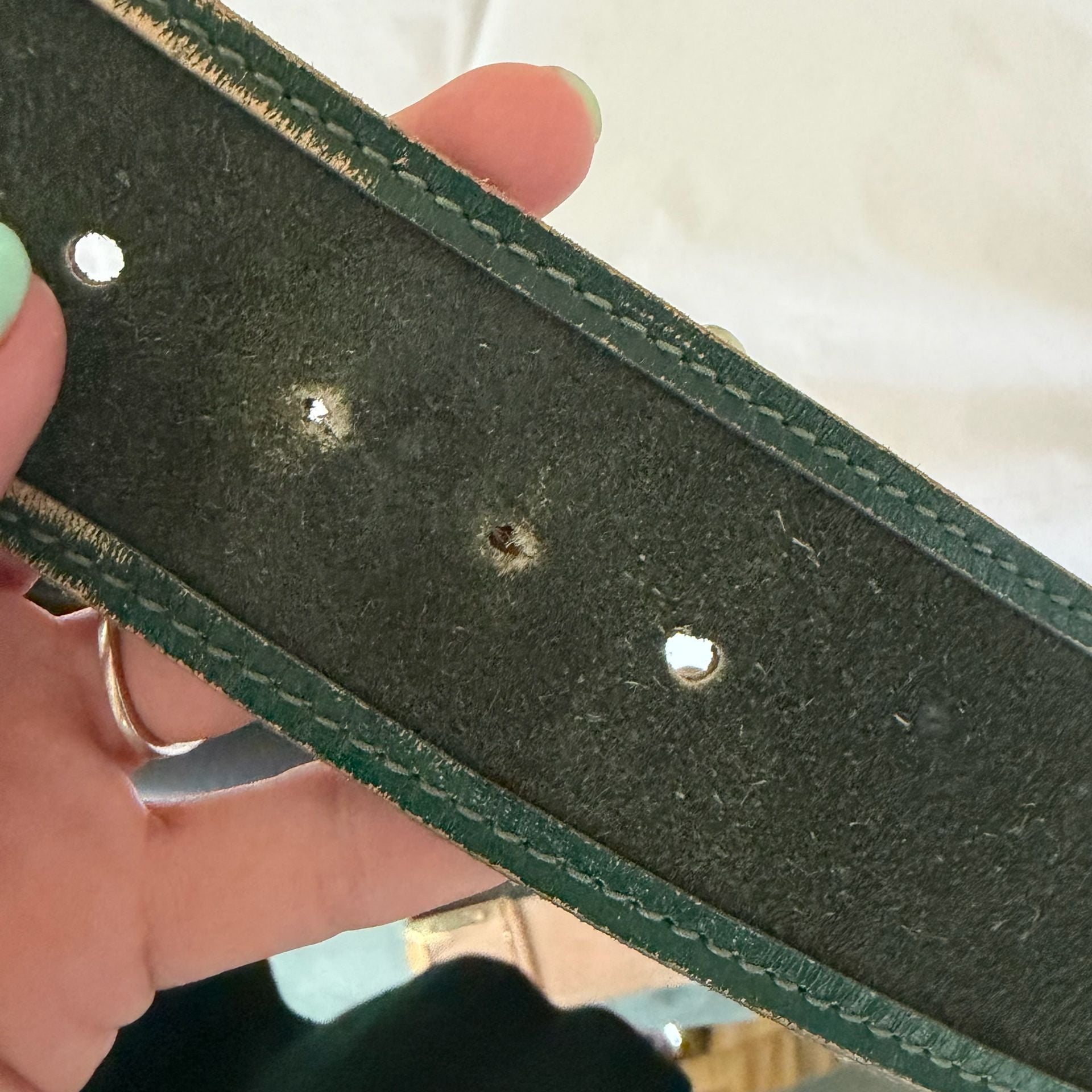 Vintage Anne Klein for Bonwit Teller Forest Green Suede Wide Waist Belt 7