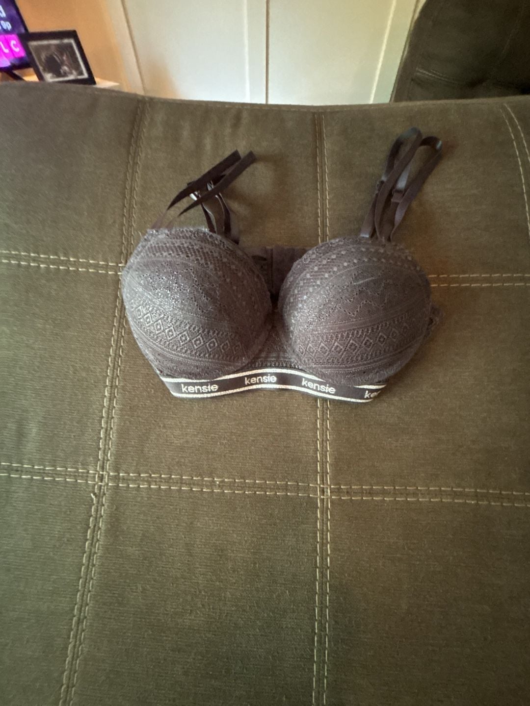 Kensie Lingerie Lace Push-Up Bra in Black, Size 34DD 1