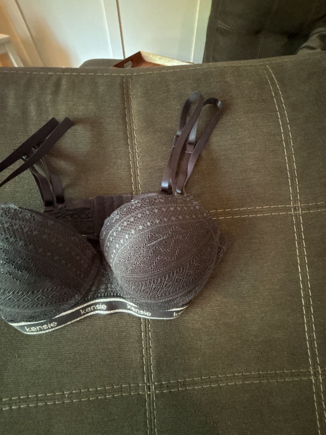 Kensie Lingerie Lace Push-Up Bra in Black, Size 34DD 2