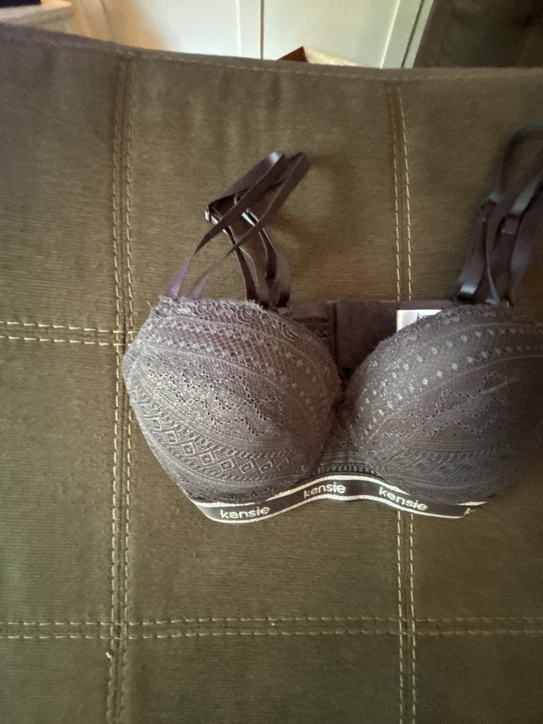 Kensie Lingerie Lace Push-Up Bra in Black, Size 34DD 3