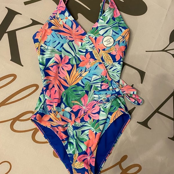 Member's Mark Women's Tropical Floral Print Wrap-Style One-Piece Swimsuit
