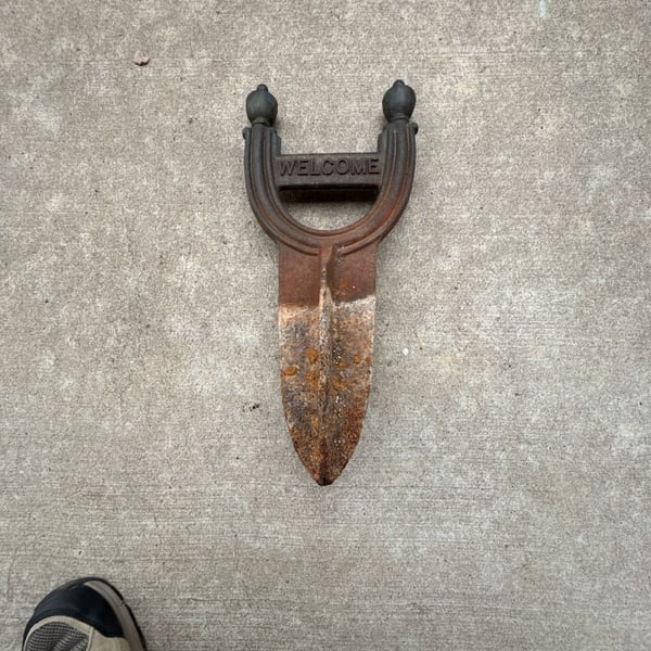 Vintage Cast Iron 'WELCOME' Garden Boot Scraper Stake