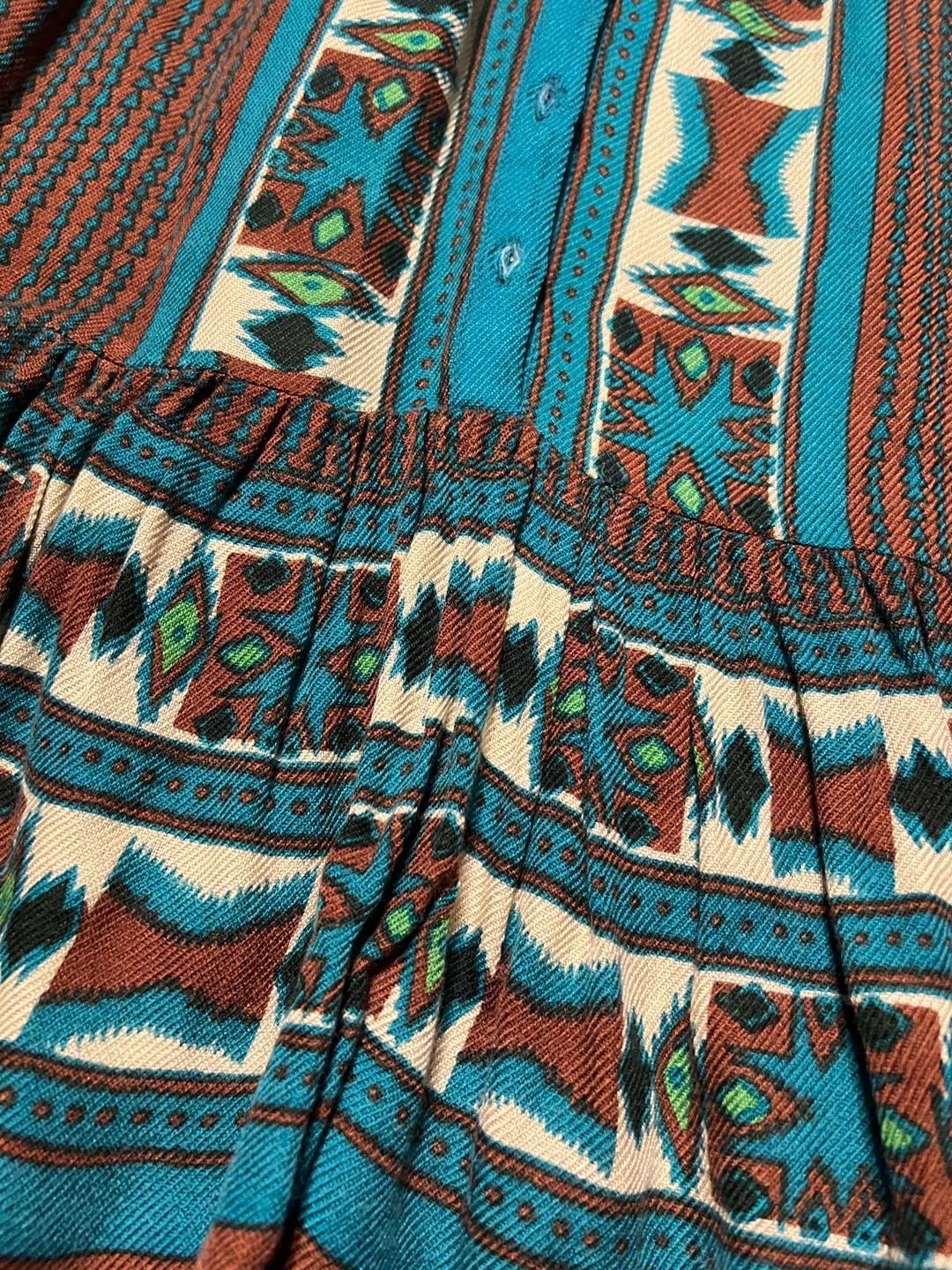 Free People Bow and Arrow Henley Mini Dress in Turquoise/Brown Print 5