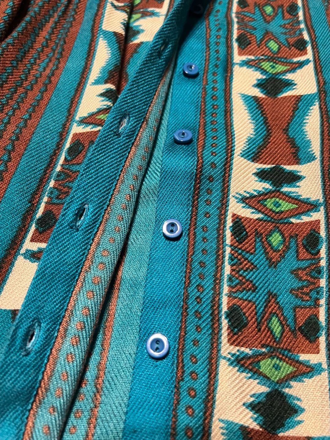 Free People Bow and Arrow Henley Mini Dress in Turquoise/Brown Print 7