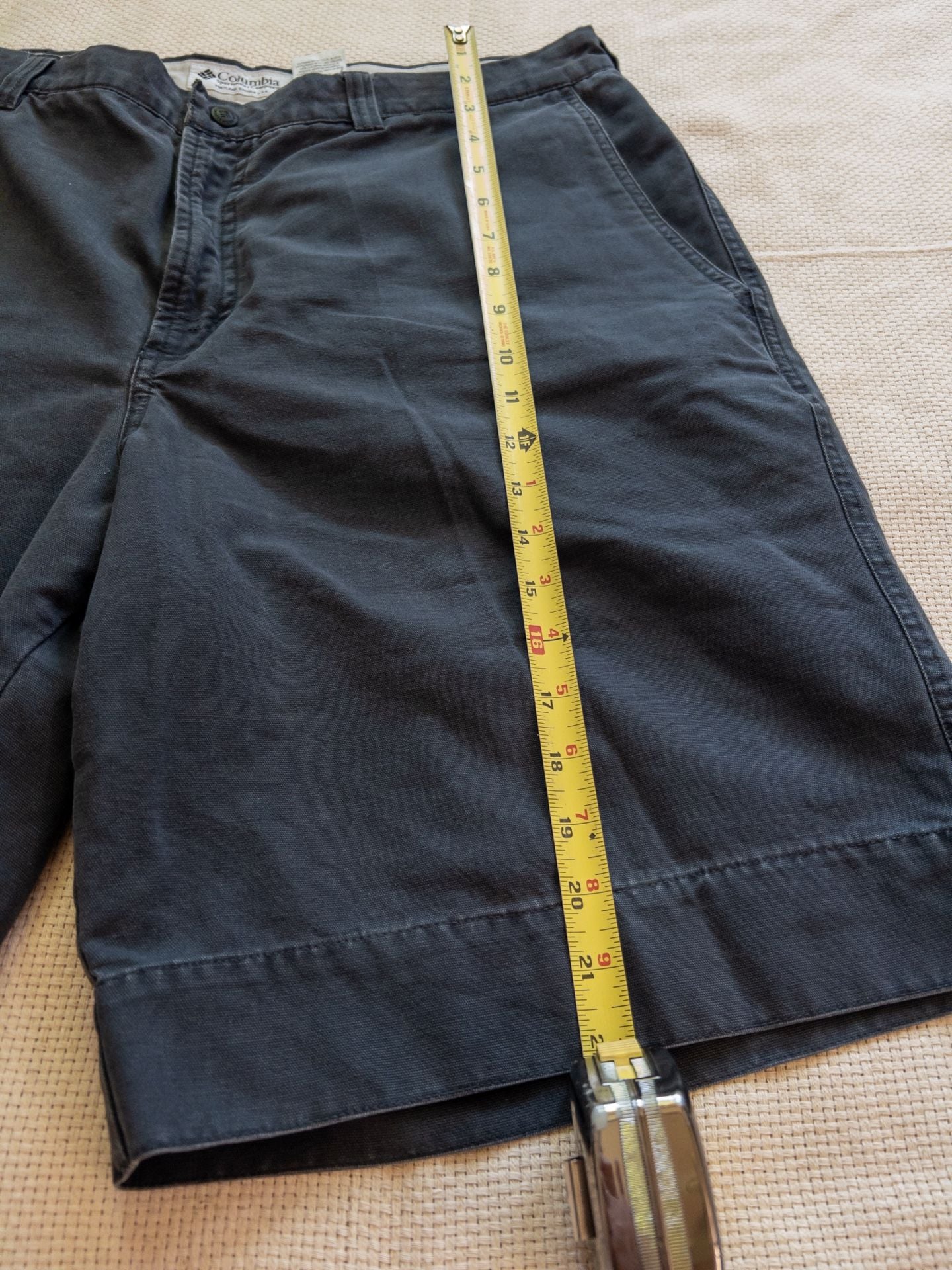 Super Sick Y2K Faded Navy Grey Tone Canvas Cotton Shorts Columbia Utility Hiking Mens Large 9
