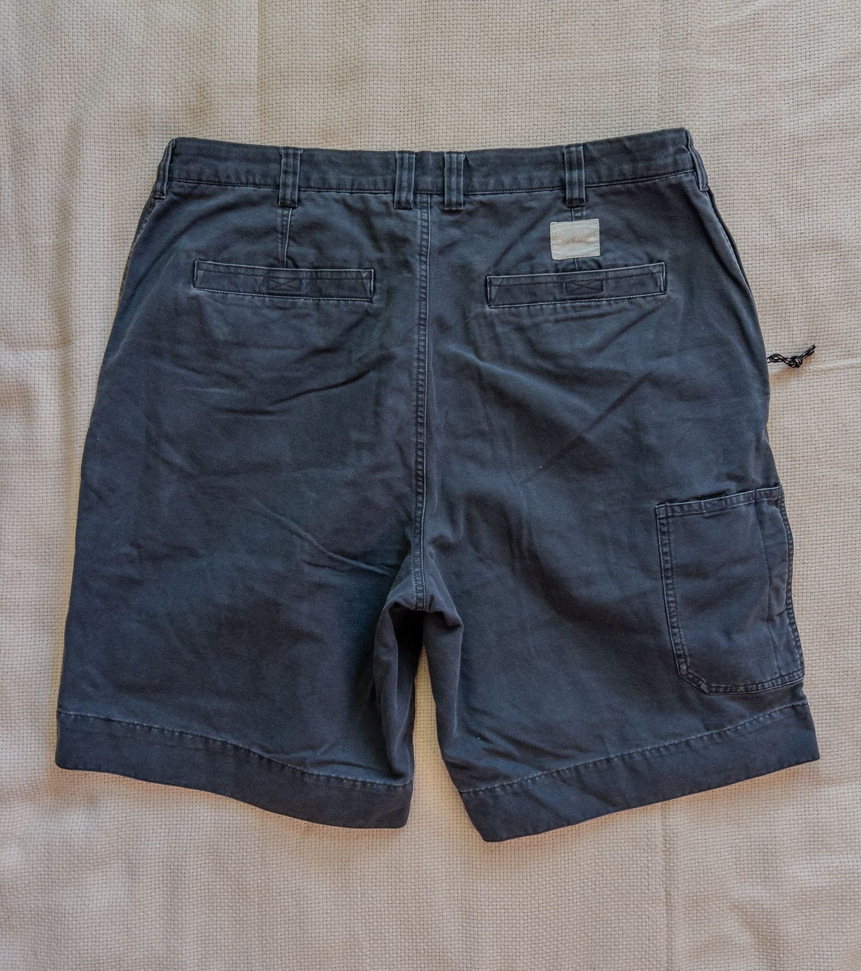 Super Sick Y2K Faded Navy Grey Tone Canvas Cotton Shorts Columbia Utility Hiking Mens Large 12