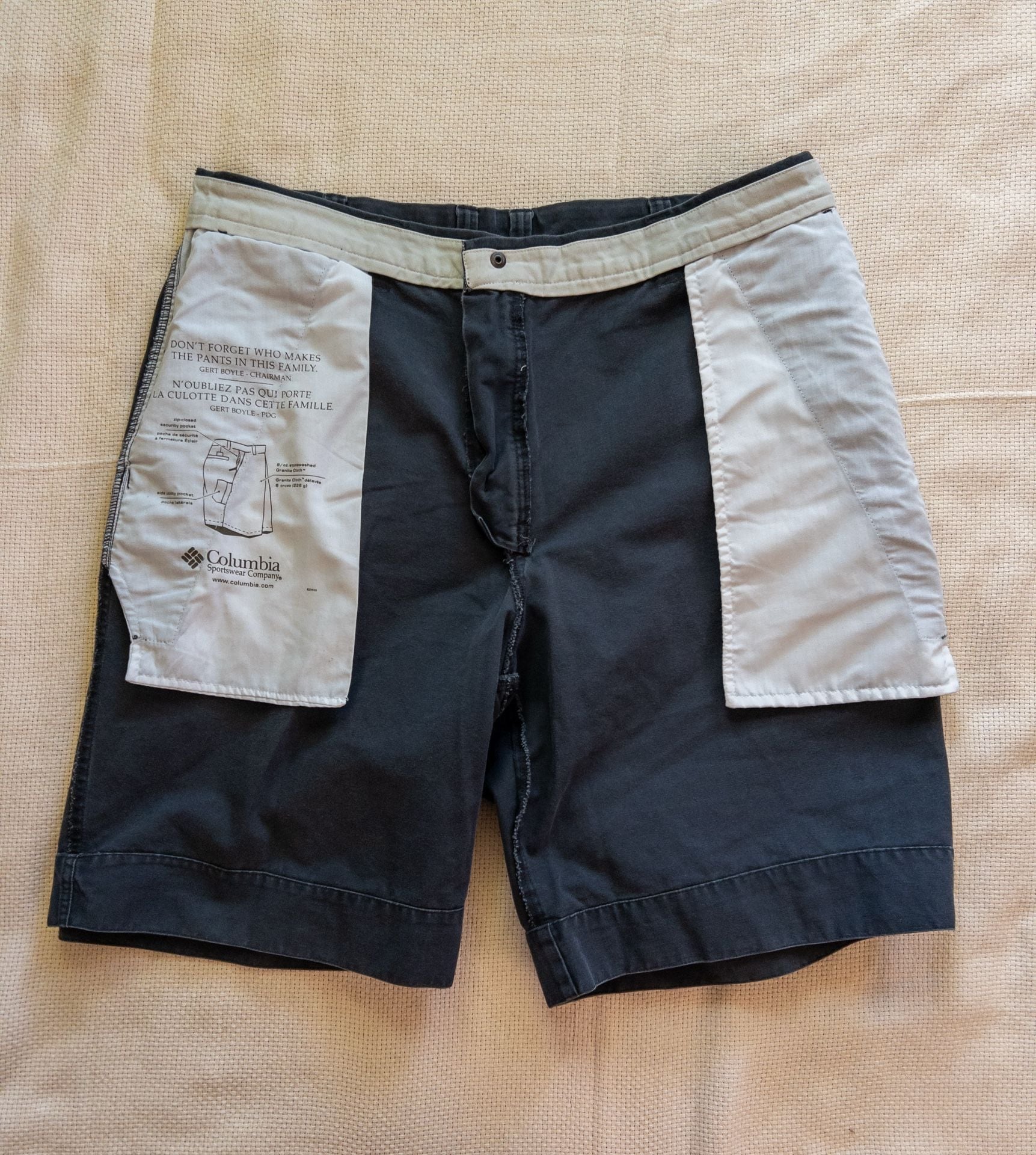 Super Sick Y2K Faded Navy Grey Tone Canvas Cotton Shorts Columbia Utility Hiking Mens Large 16