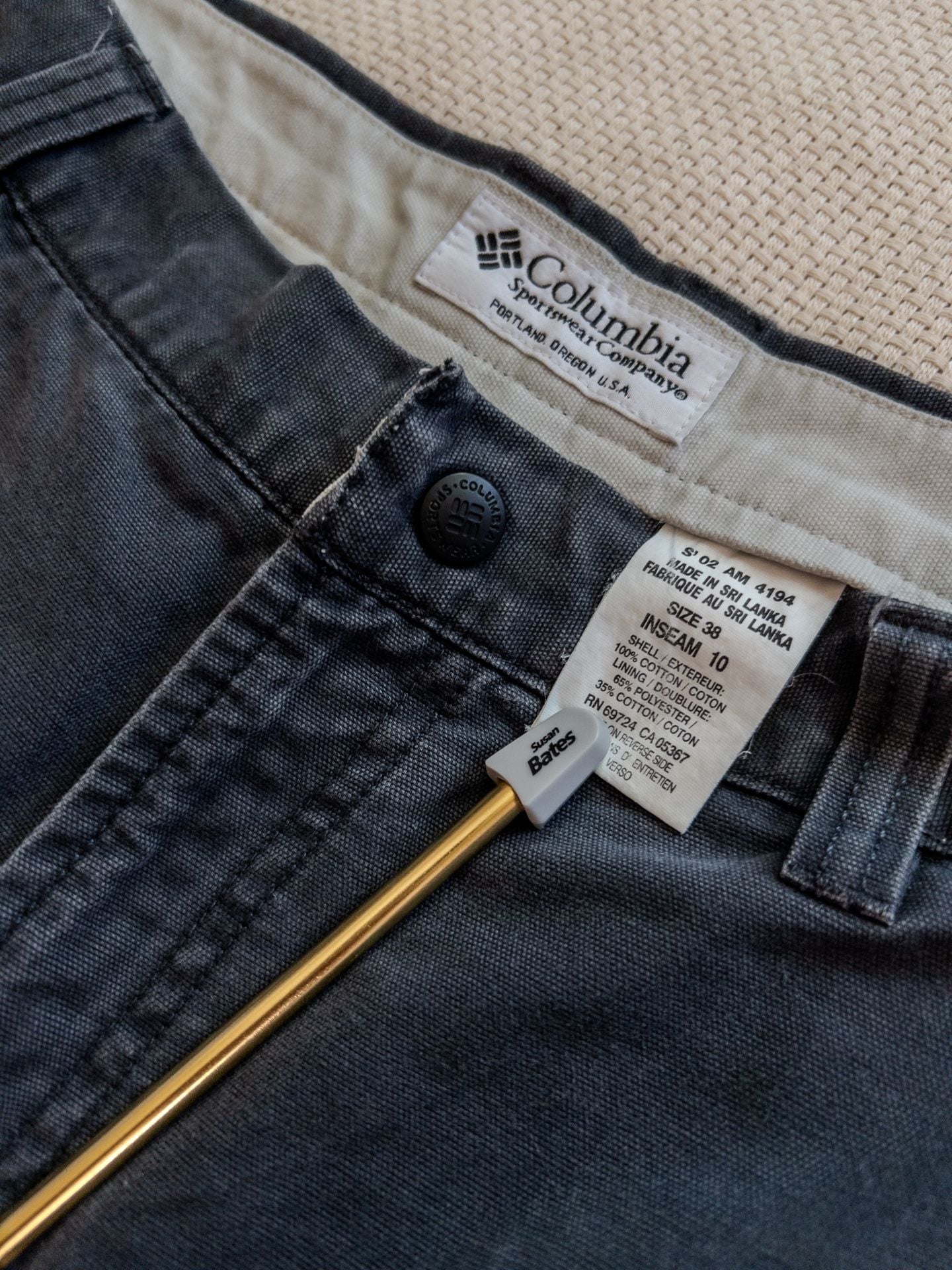 Super Sick Y2K Faded Navy Grey Tone Canvas Cotton Shorts Columbia Utility Hiking Mens Large 3