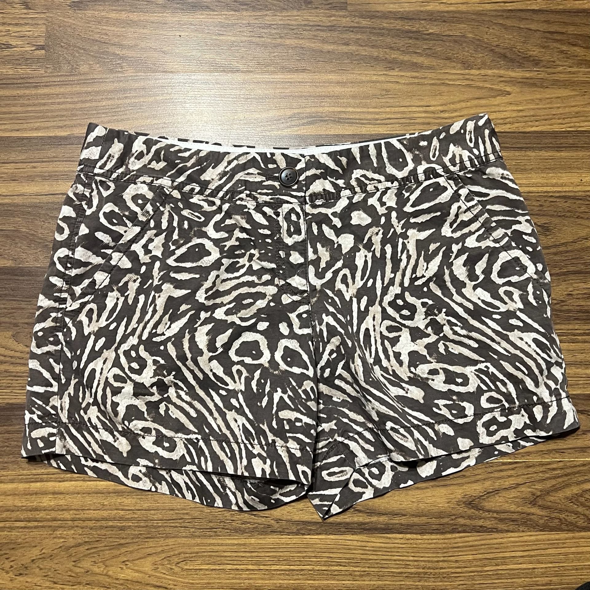 LOFT Animal Print Cotton Linen Chino Shorts 2