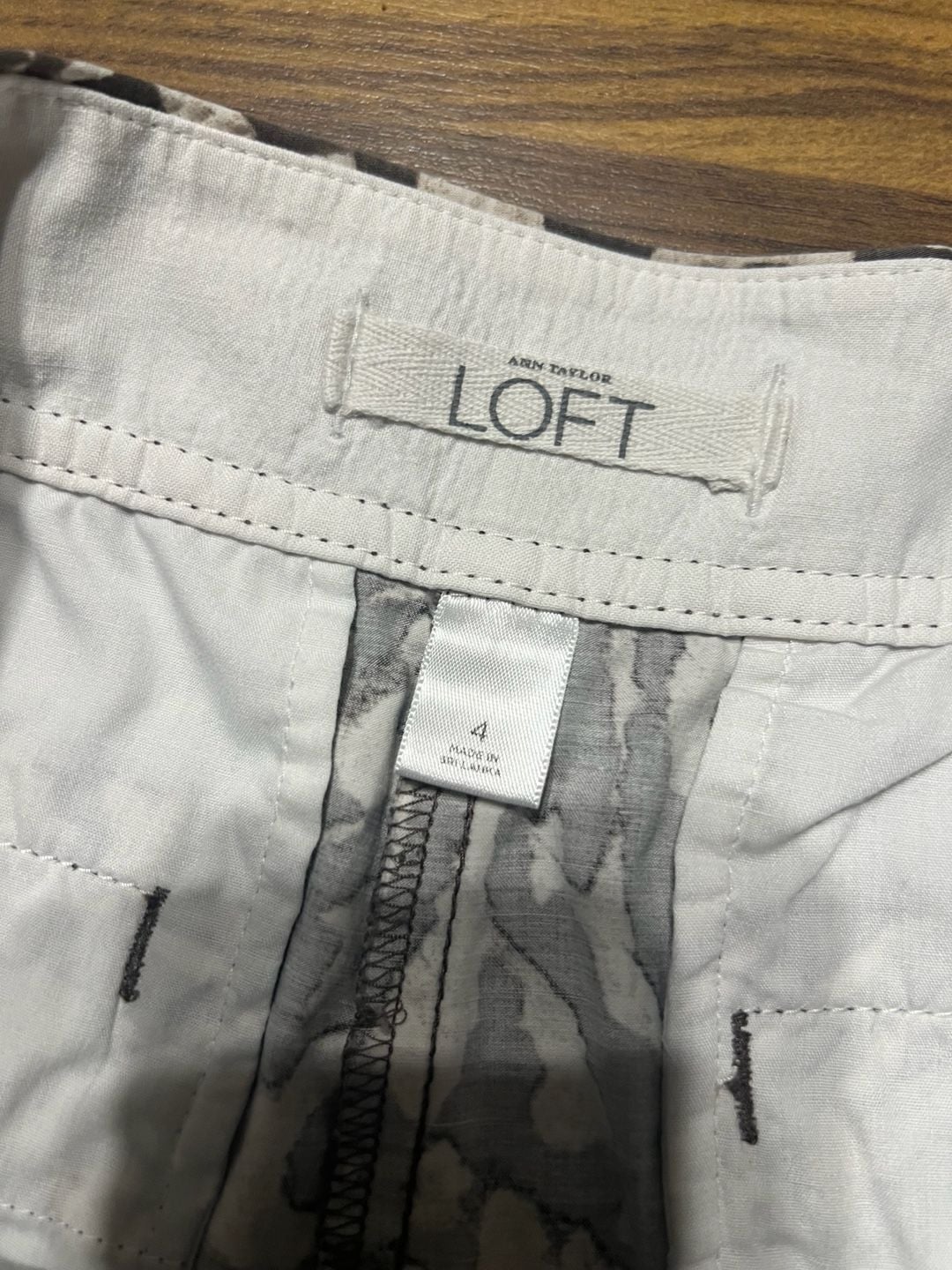 LOFT Animal Print Cotton Linen Chino Shorts 3