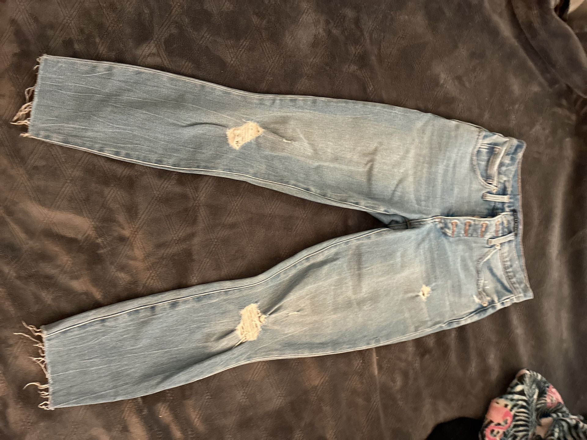 Lucky Brand Bridgette High Rise Crop Jeans with Button Fly & Distressed Detail 1