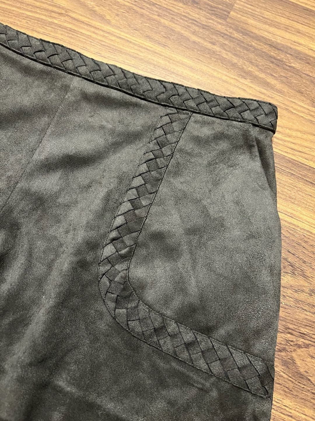 Gianni Bini Faux Suede Black Shorts with Braided Trim Detail 3