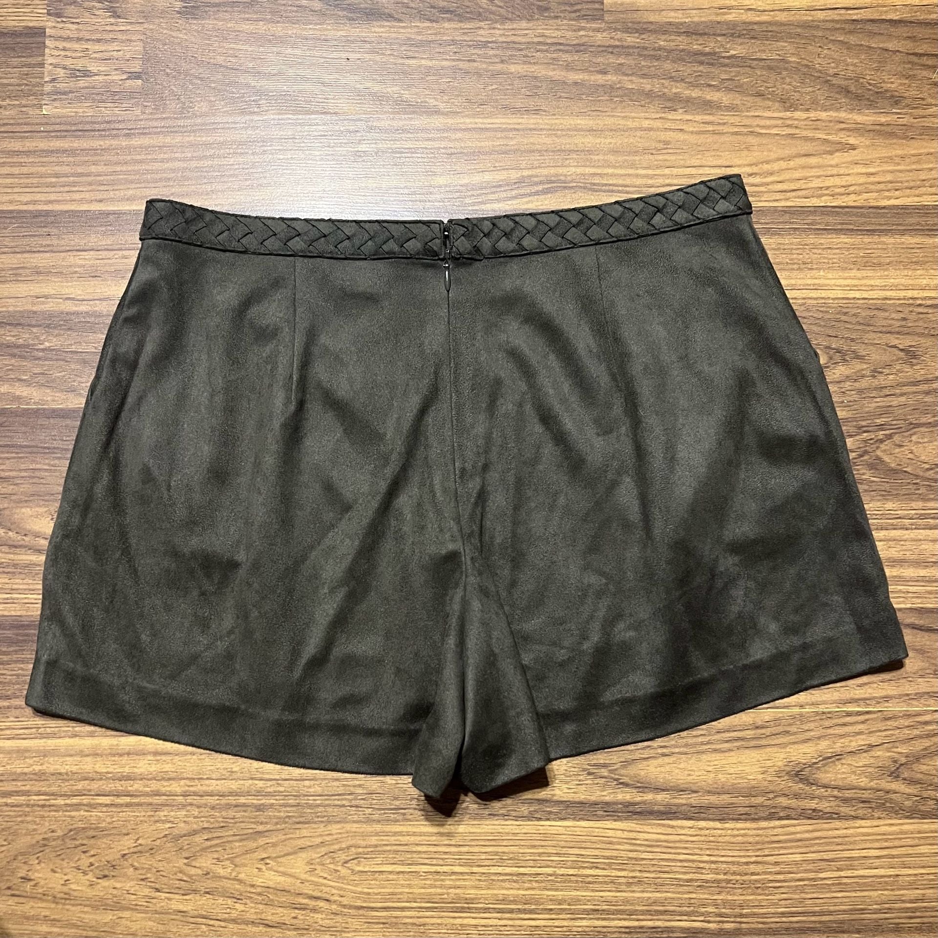 Gianni Bini Faux Suede Black Shorts with Braided Trim Detail 4
