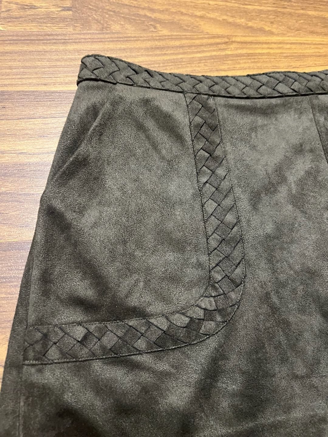 Gianni Bini Faux Suede Black Shorts with Braided Trim Detail 5