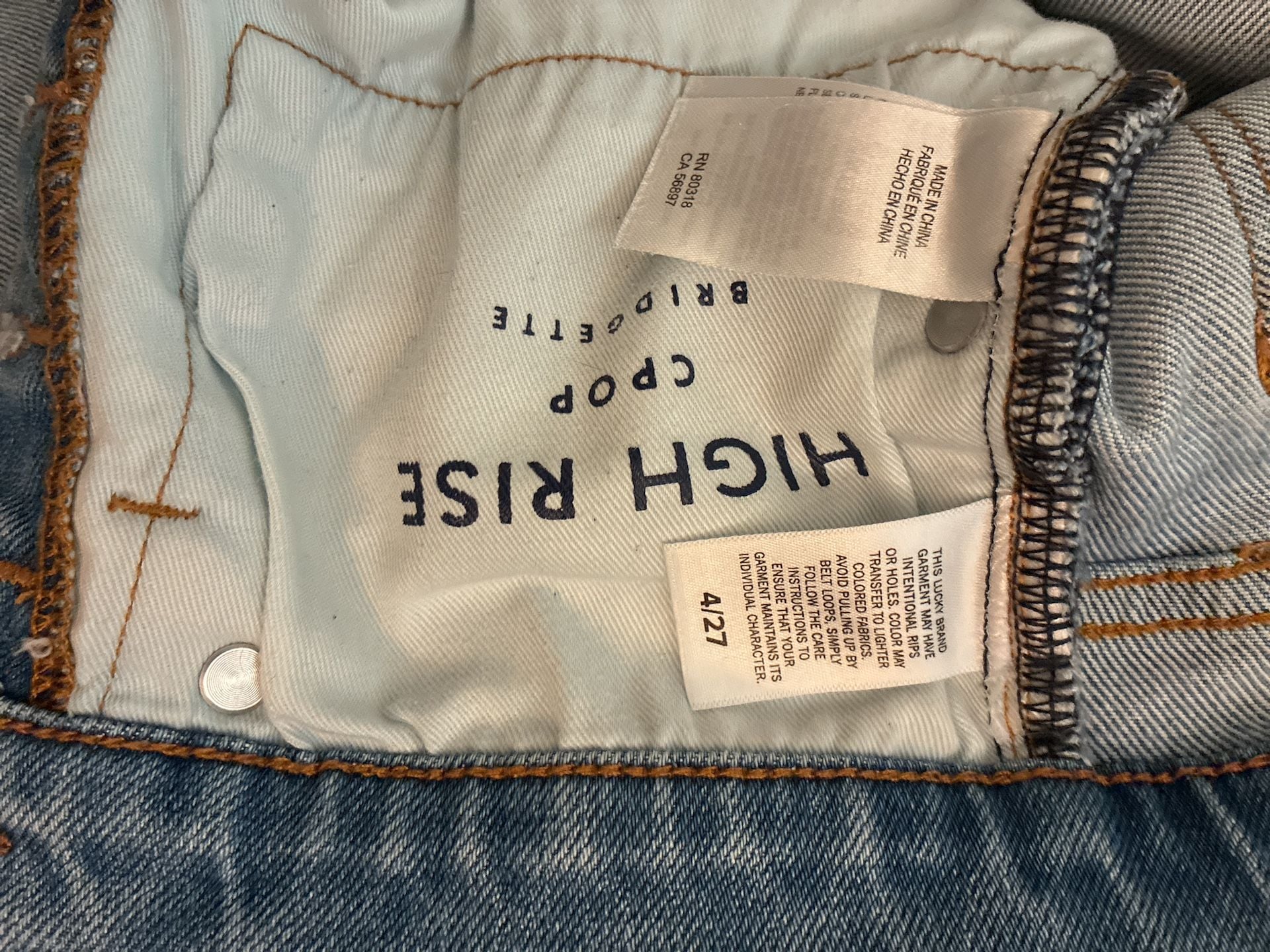 Lucky Brand Bridgette High Rise Crop Jeans with Button Fly & Distressed Detail 4