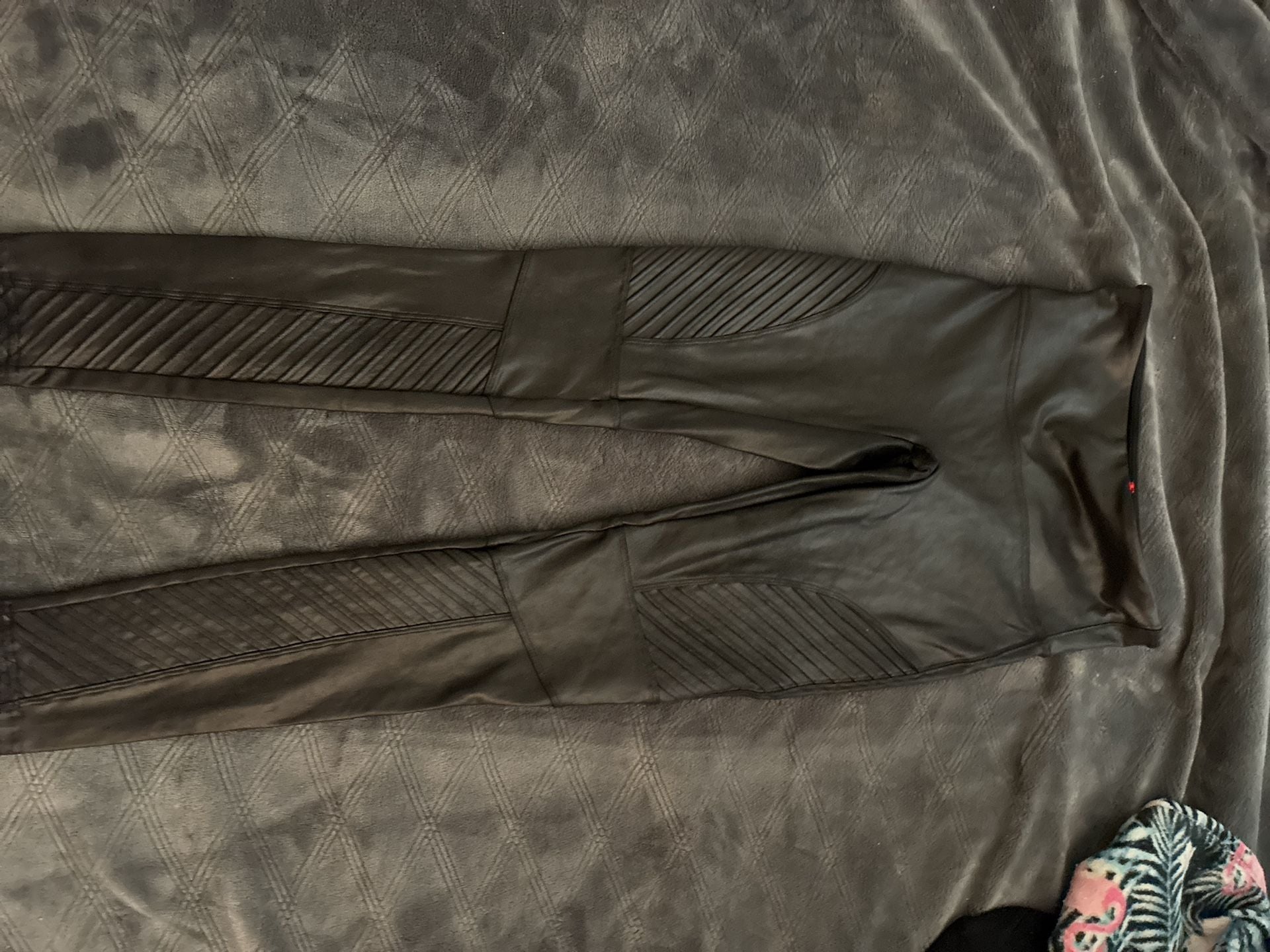 SPANX Faux Leather Moto Leggings in Black 1