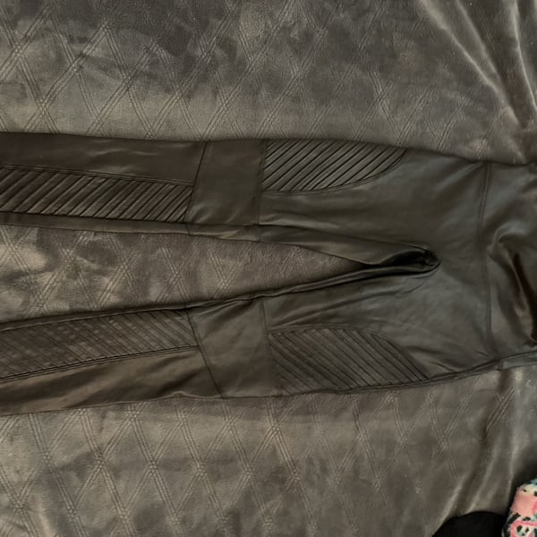 SPANX Faux Leather Moto Leggings in Black