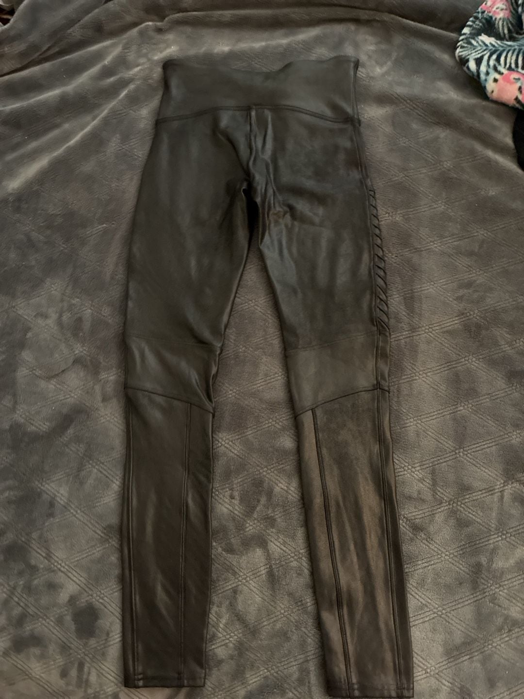 SPANX Faux Leather Moto Leggings in Black 3