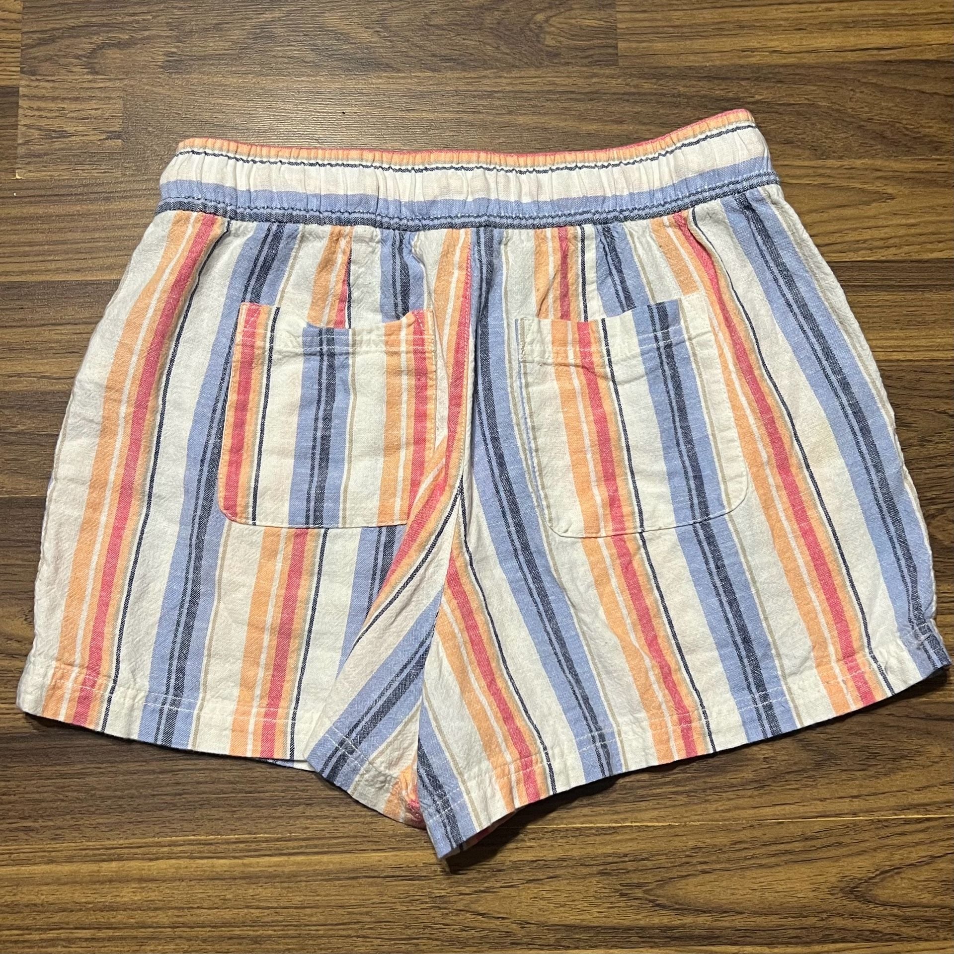 Gap Women's Linen-Blend Stripe Drawstring Pull-On High-Rise Shorts 2