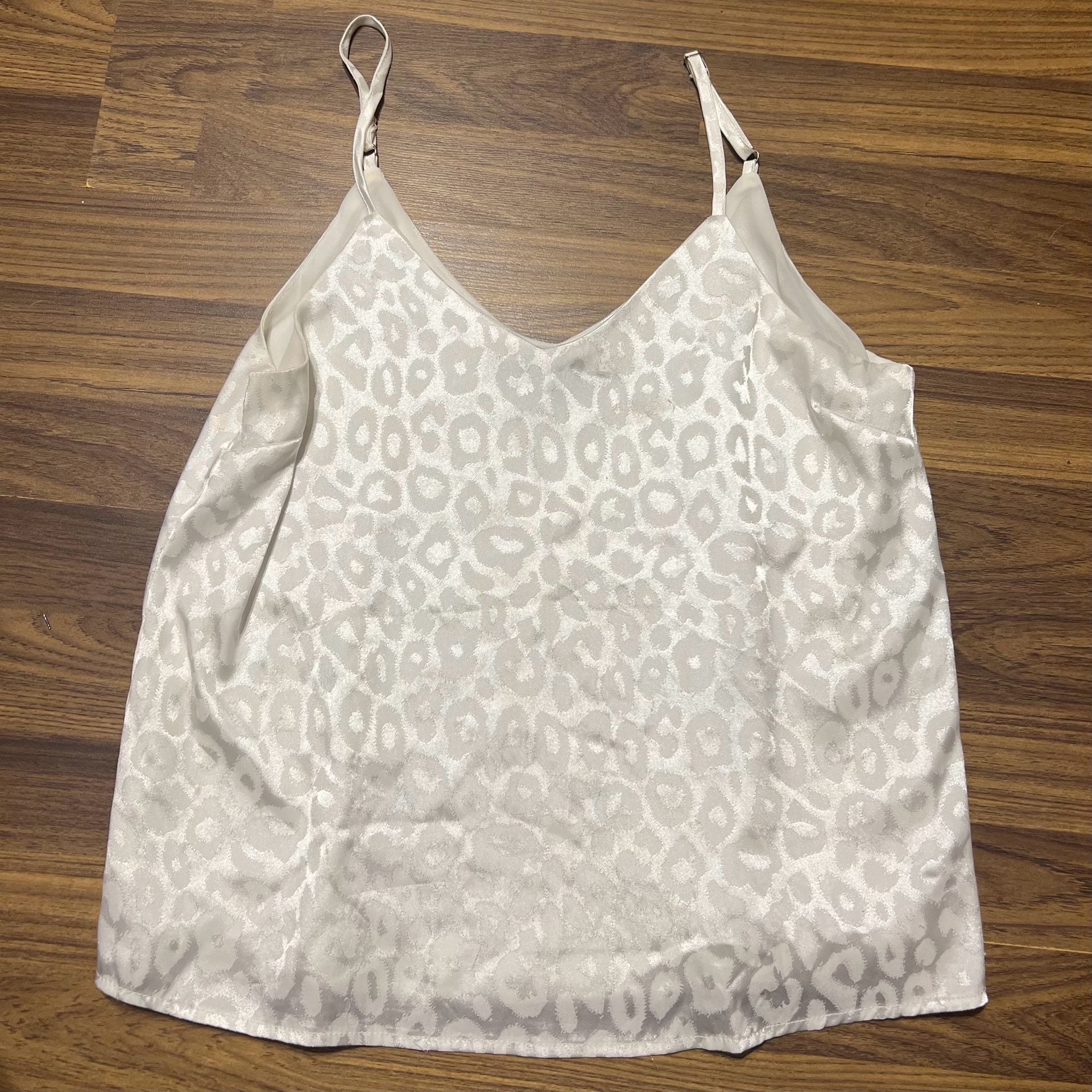 Sweet Rain White Jacquard Leopard Print V-Neck Spaghetti Strap Camisole 2