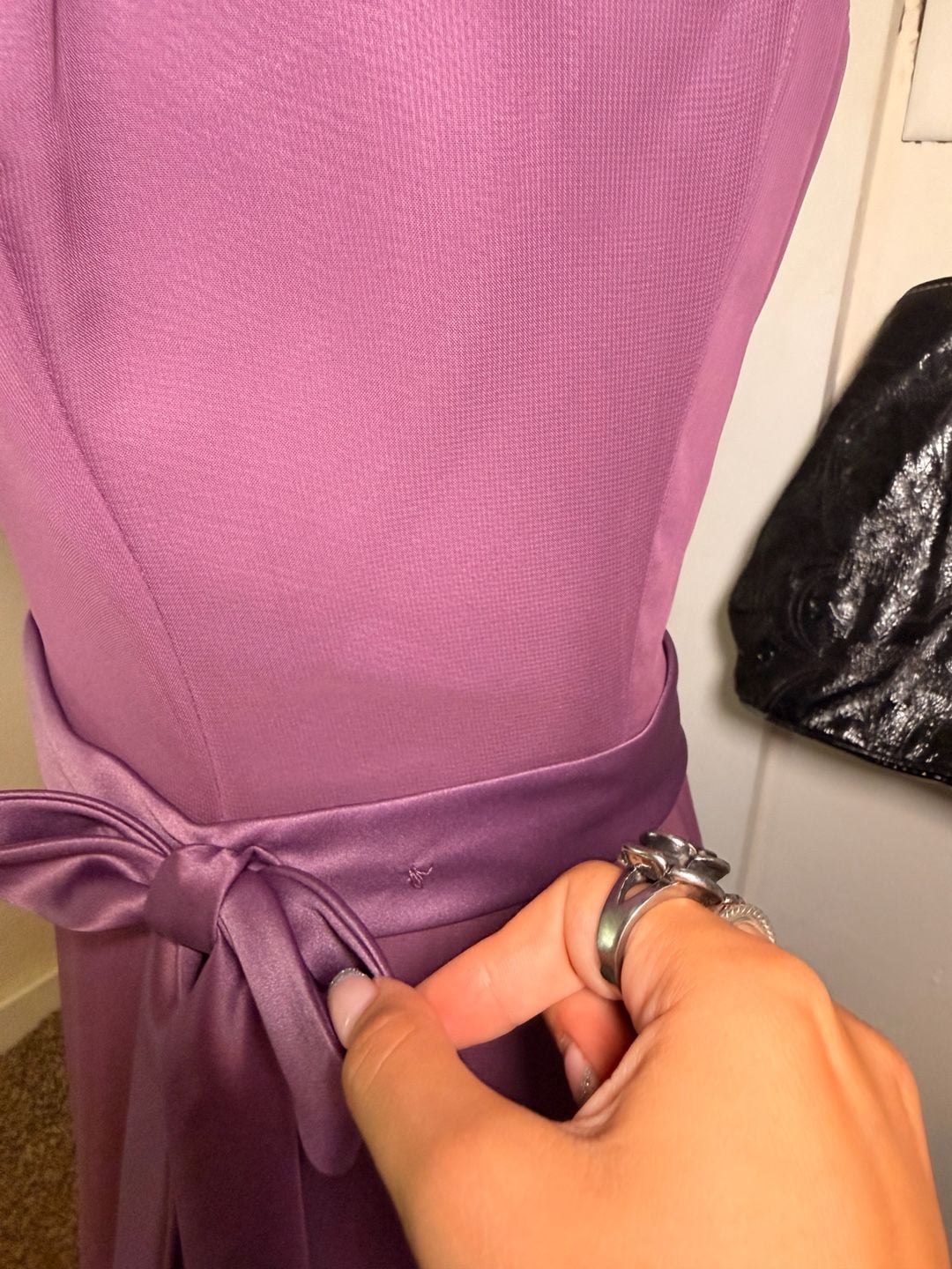 NWT Vintage Y2K Eden Maids Orchid Purple Satin Strapless Midi Dress 6 3