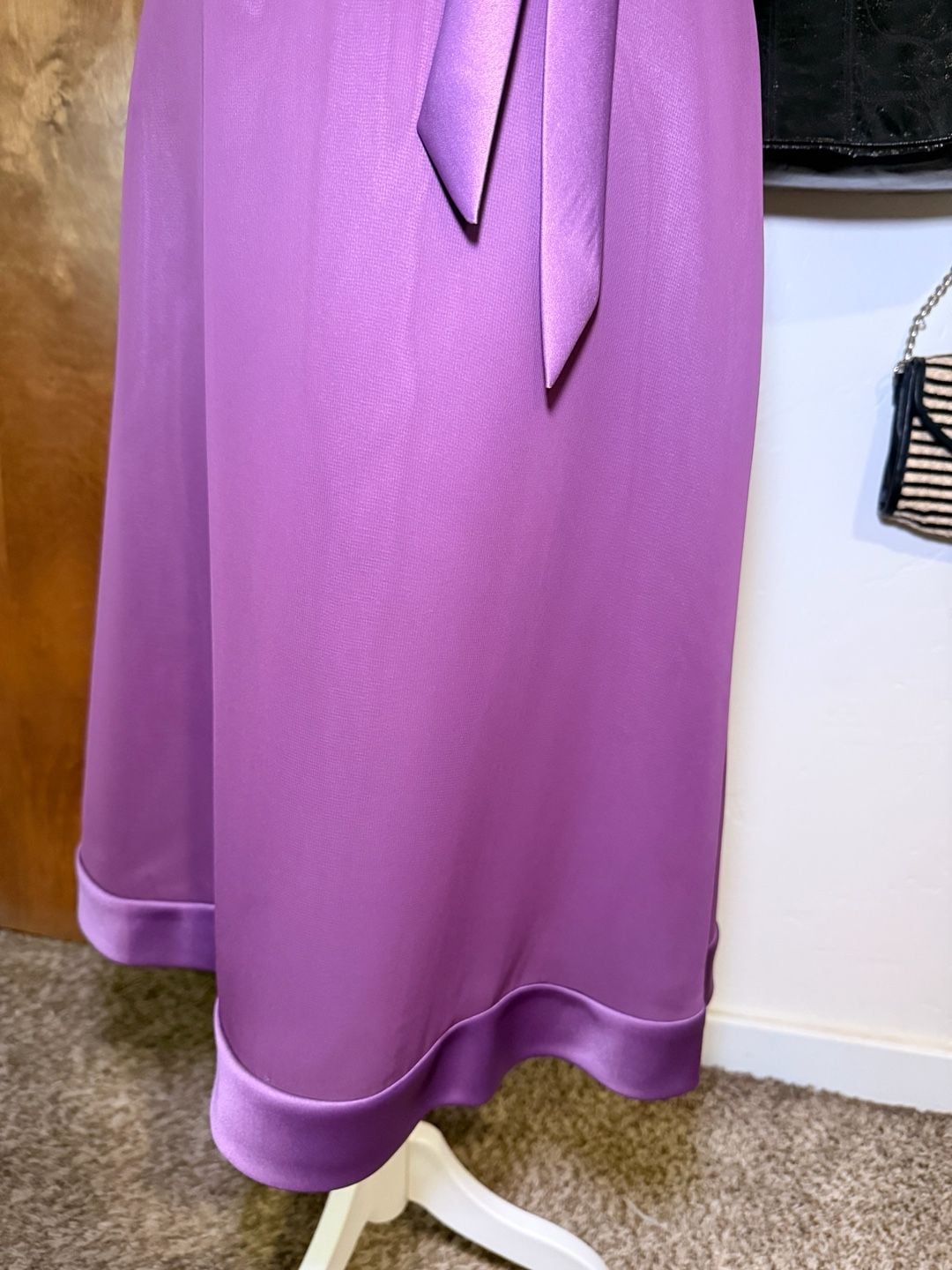 NWT Vintage Y2K Eden Maids Orchid Purple Satin Strapless Midi Dress 6 4