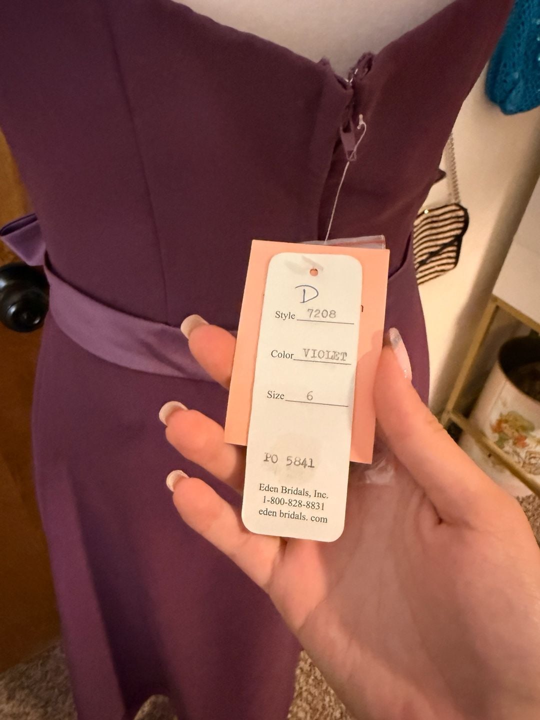 NWT Vintage Y2K Eden Maids Orchid Purple Satin Strapless Midi Dress 6 6