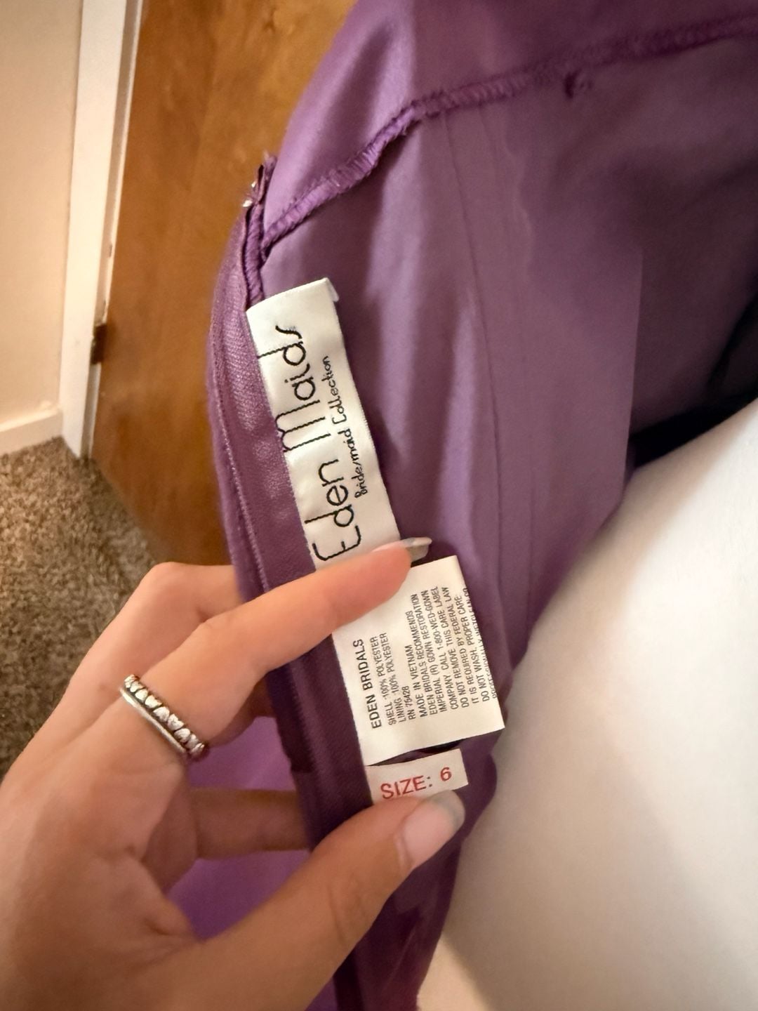 NWT Vintage Y2K Eden Maids Orchid Purple Satin Strapless Midi Dress 6 8
