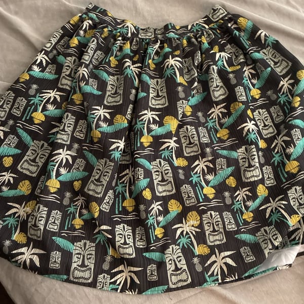 Steady Clothing Tiki in Paradise Retro Print Skirt