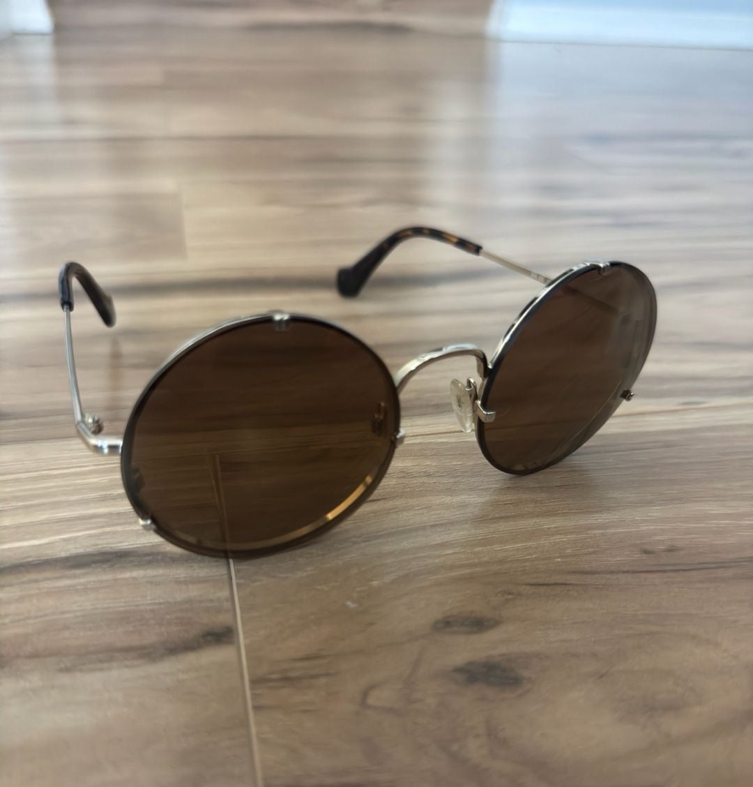 Balenciaga Round Metal Frame Sunglasses with Tinted Lenses 2