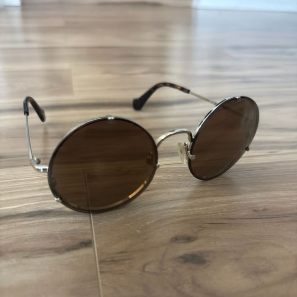 Balenciaga Round Metal Frame Sunglasses with Tinted Lenses