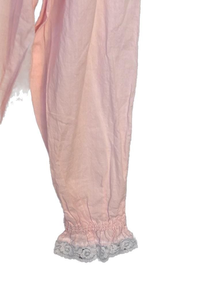 Carole Vintage Pink 100% Cotton Long Sleeve Embroidered Nightgown with Lace Trim 4