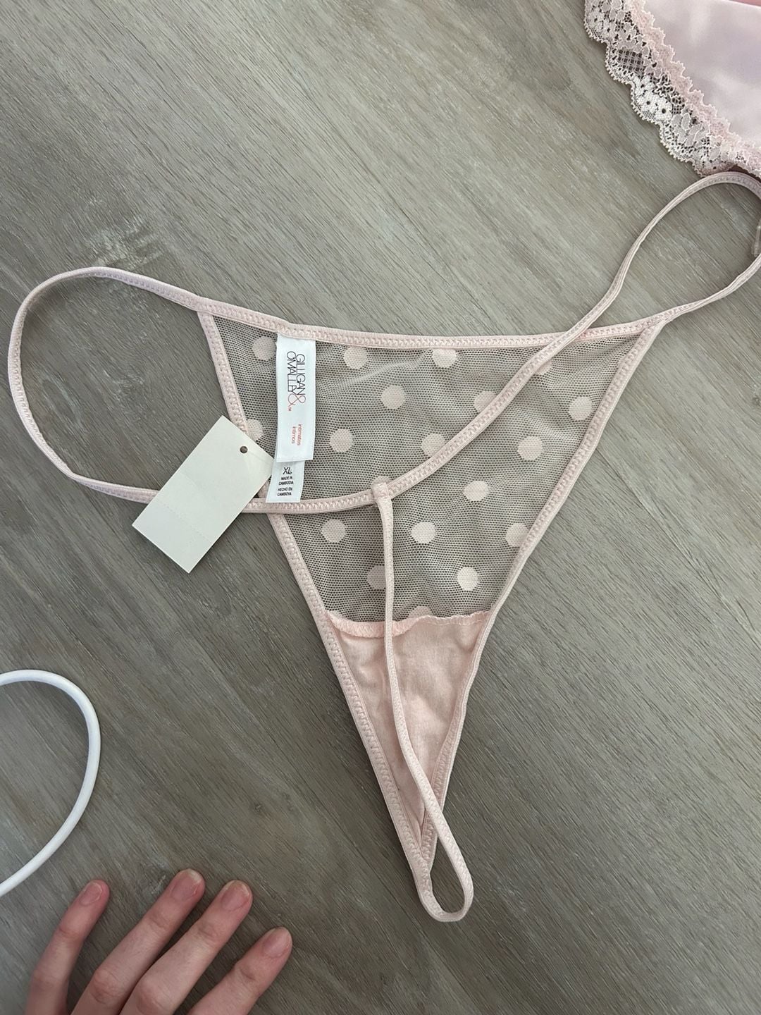 Gilligan & O'Malley Intimates Pink Polka Dot Mesh Babydoll Lingerie Set 4