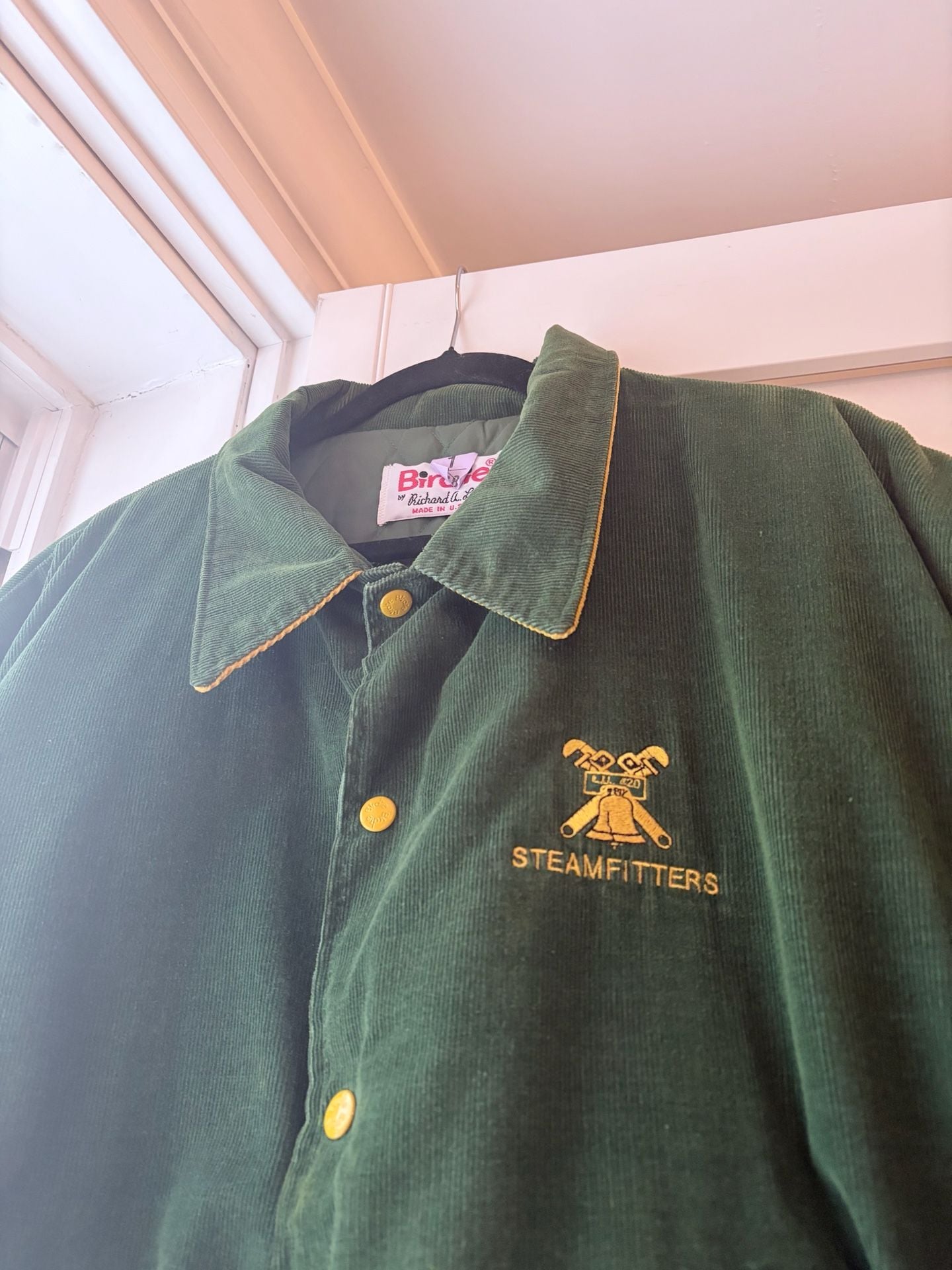 Vintage 80s Birdie Richard A. Leslie Steamfitters Union Corduroy Varsity Jacket 3