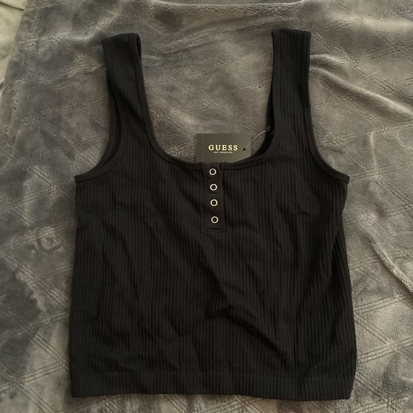 Guess Los Angeles Ribbed Henley Tank Top