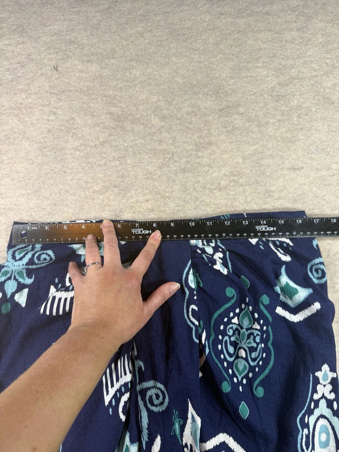 G by Giuliana Women's Navy blue Teal Abstract Print Linen Blend Tie-Front Midi Skirt 10
