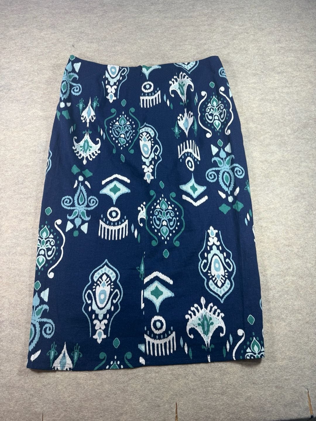G by Giuliana Women's Navy blue Teal Abstract Print Linen Blend Tie-Front Midi Skirt 11