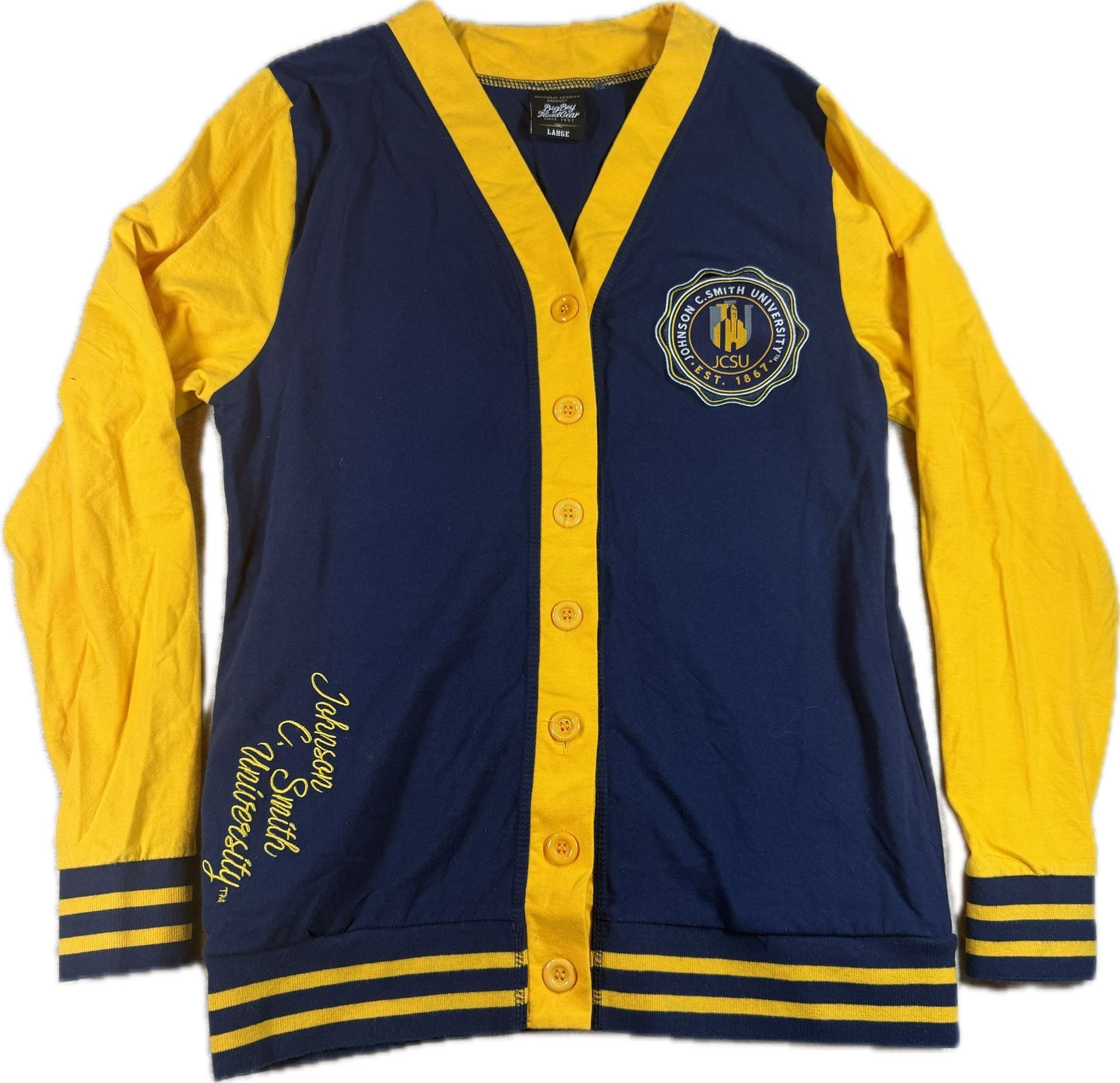 Big Boy Headgear Johnson C. Smith University Lightweight Cardigan blue yellow gold 7