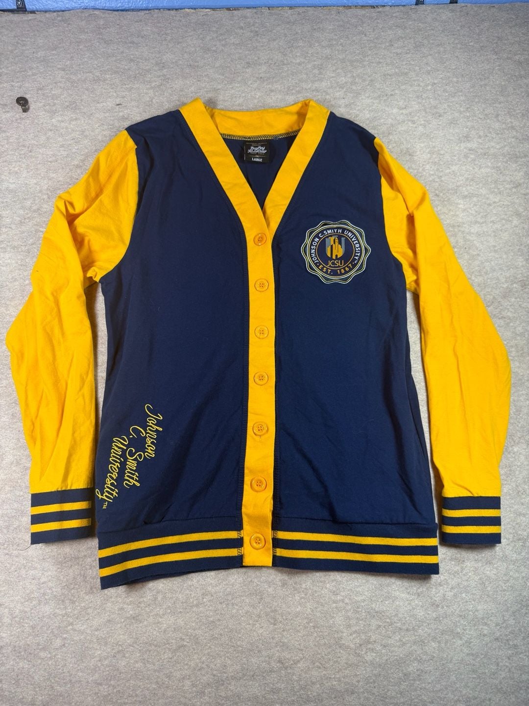 Big Boy Headgear Johnson C. Smith University Lightweight Cardigan blue yellow gold 8