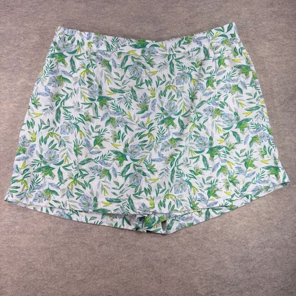 Ellen Tracy Women's Floral Print Linen-Blend Casual Skort XXL shorts