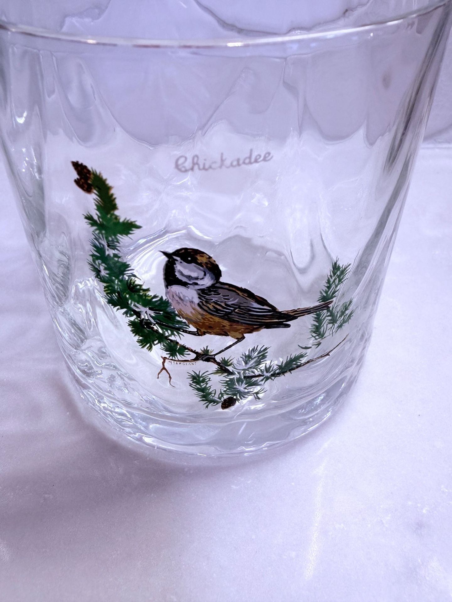 2 Different M. Sargeant Beautiful Bird Tom Collins Highball Glasses Gold Trim 4
