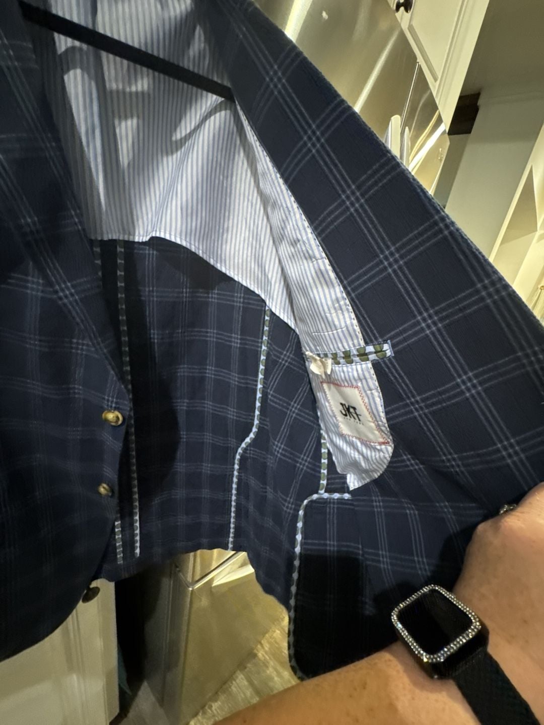 JKT New York Men's London Model Plaid Two-Button Sport Coat Blazer 3